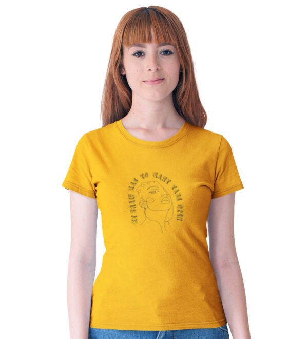 Many Tabs Open Yellow Round Neck Cotton Half Sleeved Women's T-Shirt with Printed Graphics