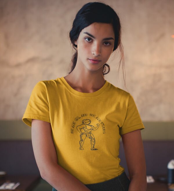 We are Girls Yellow Round Neck Cotton Half Sleeved Women's T-Shirt with Printed Graphics - Image 3