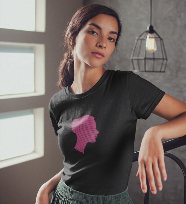 Pink Lady Black Round Neck Cotton Half Sleeved Women's T-Shirt with Printed Graphics - Image 2