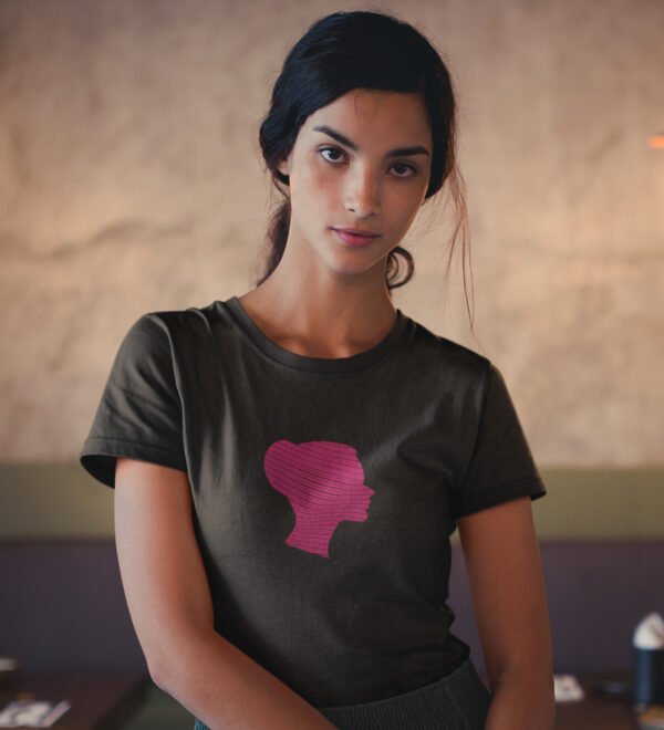 Pink Lady Black Round Neck Cotton Half Sleeved Women's T-Shirt with Printed Graphics - Image 3