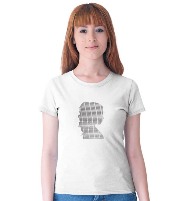 Girl Silhoutte White Round Neck Cotton Half Sleeved Women's T-Shirt with Printed Graphics