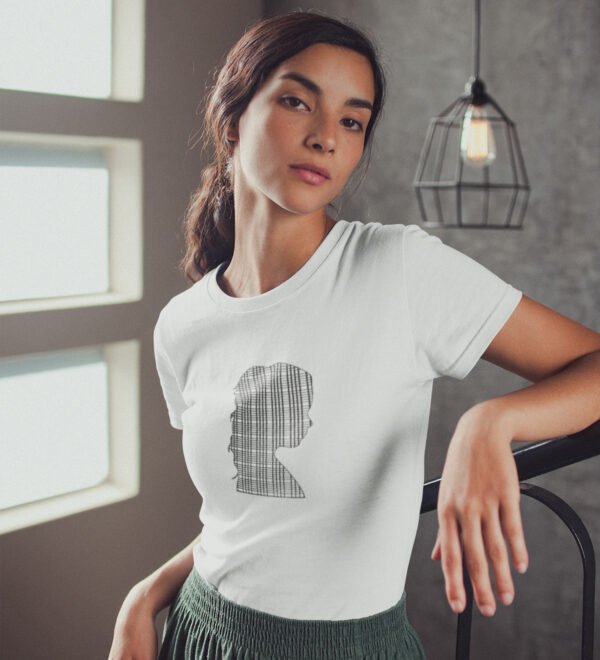 Girl Silhoutte White Round Neck Cotton Half Sleeved Women's T-Shirt with Printed Graphics - Image 2