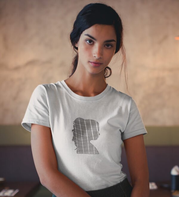 Girl Silhoutte White Round Neck Cotton Half Sleeved Women's T-Shirt with Printed Graphics - Image 3