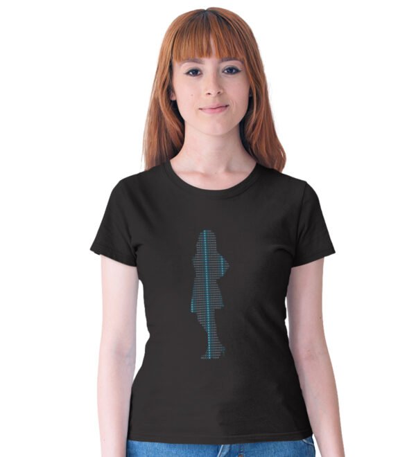 Women Black Round Neck Cotton Half Sleeved Women's T-Shirt with Printed Graphics