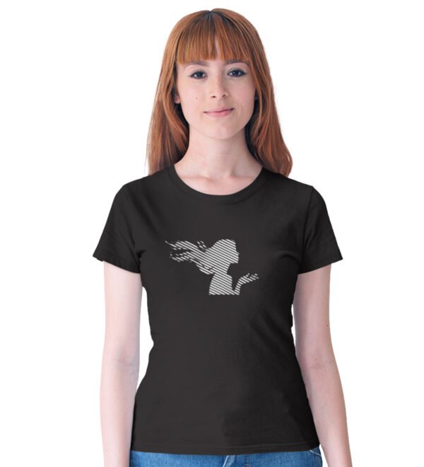 Hair In The Air Black Round Neck Cotton Half Sleeved Women's T-Shirt with Printed Graphics