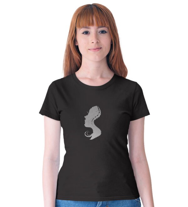 Beautiful Hair Girl Black Round Neck Cotton Half Sleeved Women's T-Shirt with Printed Graphics