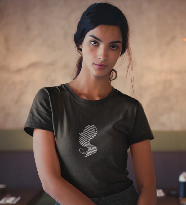 Beautiful Hair Girl Black Round Neck Cotton Half Sleeved Women's T-Shirt with Printed Graphics - Image 3