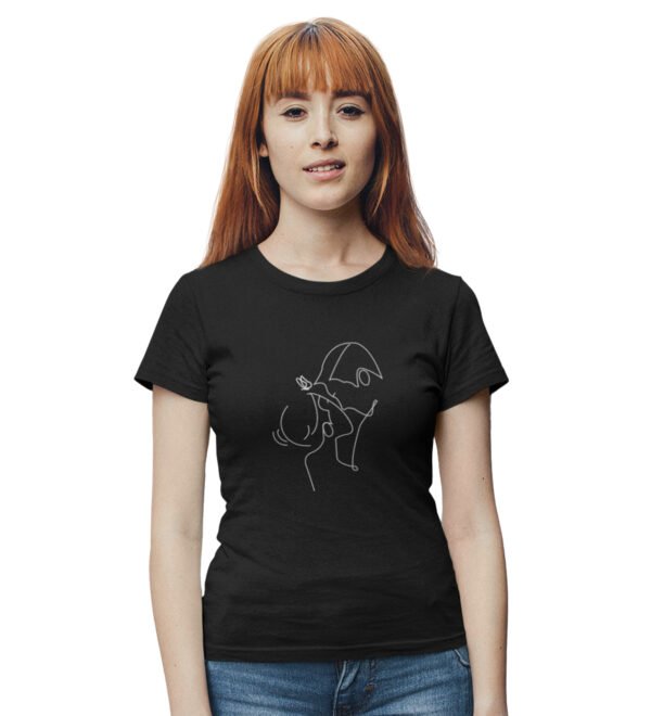 Me & You Black Round Neck Cotton Half Sleeved Women's T-Shirt with Printed Graphics