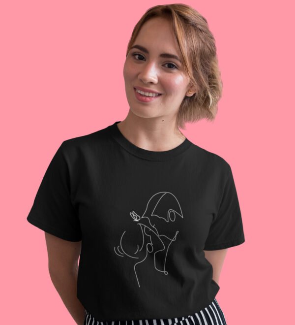 Me & You Black Round Neck Cotton Half Sleeved Women's T-Shirt with Printed Graphics - Image 3