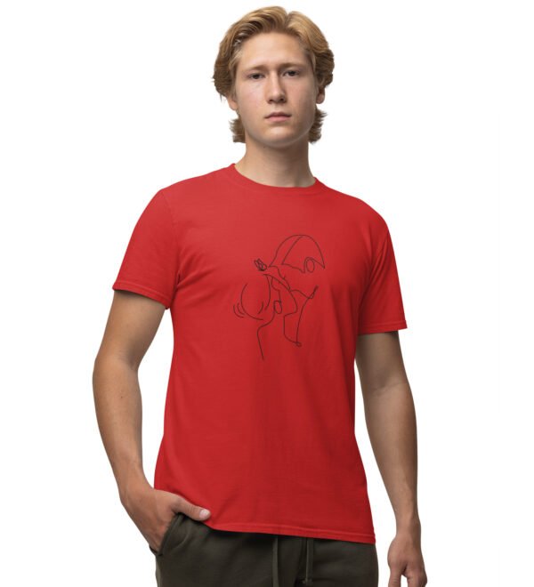 Garden Stories Red Round Neck Cotton Half Sleeved Men's T-Shirt with Printed Graphics