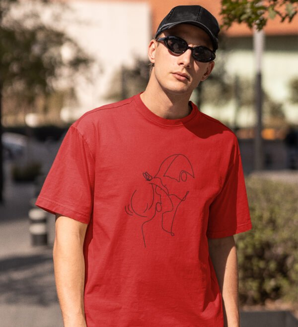 Garden Stories Red Round Neck Cotton Half Sleeved Men's T-Shirt with Printed Graphics - Image 2