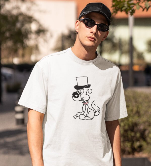 Dog White Round Neck Cotton Half Sleeved Men's T-Shirt with Printed Graphics - Image 2