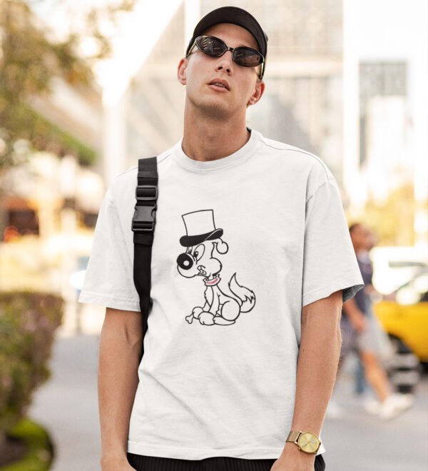 Dog White Round Neck Cotton Half Sleeved Men's T-Shirt with Printed Graphics - Image 3