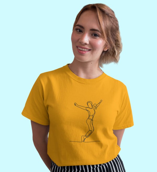 Happy Jump Yellow Round Neck Cotton Half Sleeved Women's T-Shirt with Printed Graphics - Image 3