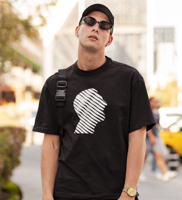 Just A Man Black Round Neck Cotton Half Sleeved Men's T-Shirt with Printed Graphics - Image 2