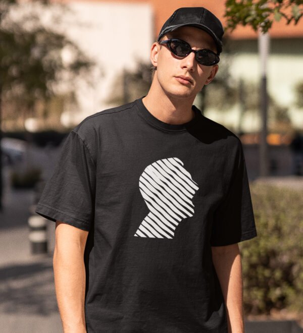 Just A Man Black Round Neck Cotton Half Sleeved Men's T-Shirt with Printed Graphics - Image 3