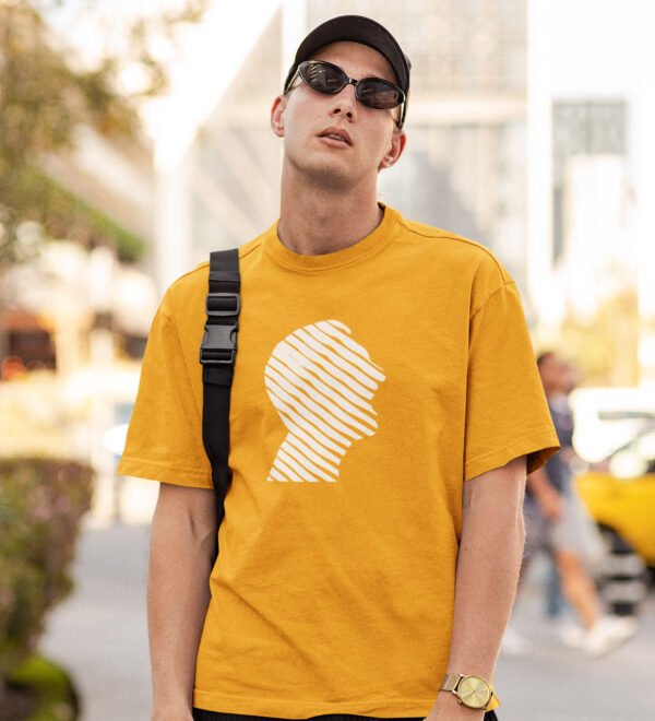 Just Man Yellow Round Neck Cotton Half Sleeved Men's T-Shirt with Printed Graphics - Image 2