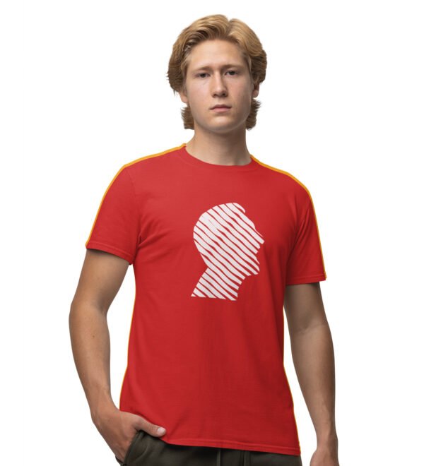 Just Man Red Round Neck Cotton Half Sleeved Men's T-Shirt with Printed Graphics