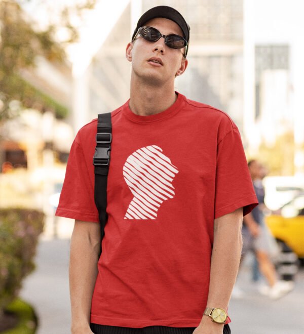 Just Man Red Round Neck Cotton Half Sleeved Men's T-Shirt with Printed Graphics - Image 2