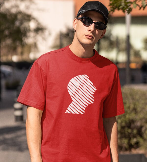 Just Man Red Round Neck Cotton Half Sleeved Men's T-Shirt with Printed Graphics - Image 3