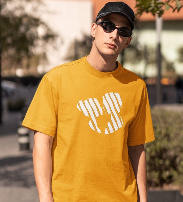 Couple Yellow Round Neck Cotton Half Sleeved Men's T-Shirt with Printed Graphics - Image 2