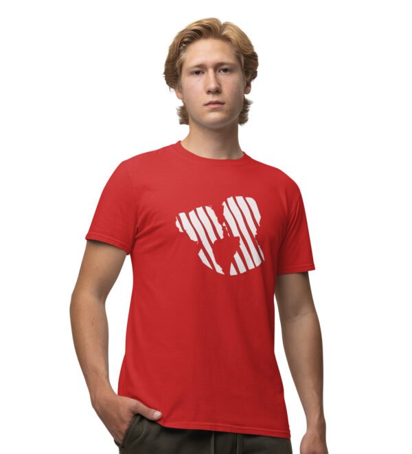 Couple Red Round Neck Cotton Half Sleeved Men's T-Shirt with Printed Graphics