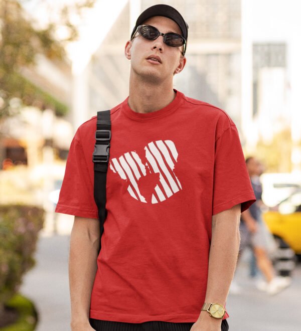 Couple Red Round Neck Cotton Half Sleeved Men's T-Shirt with Printed Graphics - Image 3