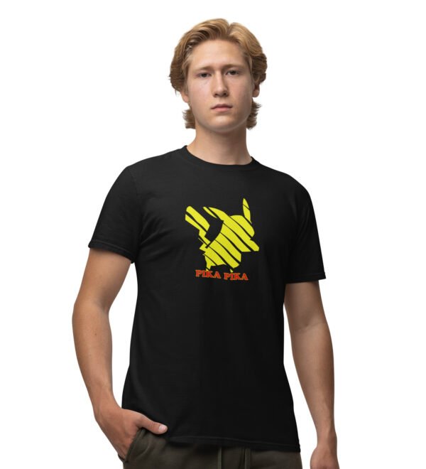 Pika Pika Black Round Neck Cotton Half Sleeved Men's T-Shirt with Printed Graphics