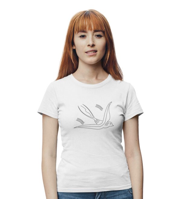 Sparrow White Round Neck Cotton Half Sleeved Women's T-Shirt with Printed Graphics