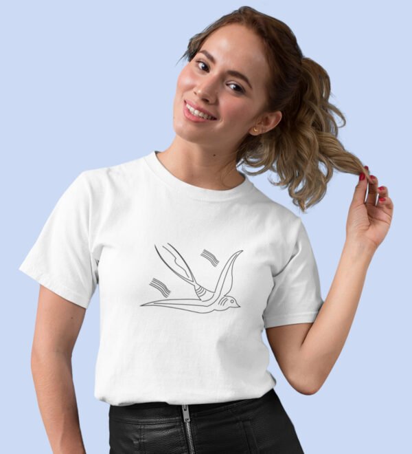 Sparrow White Round Neck Cotton Half Sleeved Women's T-Shirt with Printed Graphics - Image 2