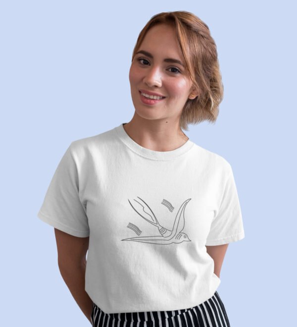 Sparrow White Round Neck Cotton Half Sleeved Women's T-Shirt with Printed Graphics - Image 3