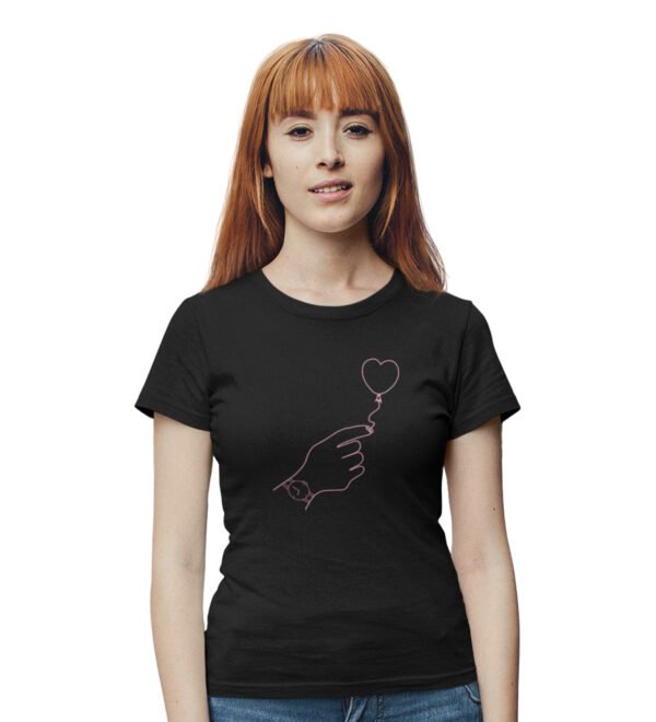 Love Flies Black Round Neck Cotton Half Sleeved Women's T-Shirt with Printed Graphics