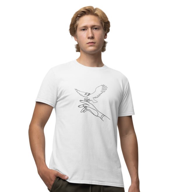 Eagle White Round Neck Cotton Half Sleeved Men's T-Shirt with Printed Graphics