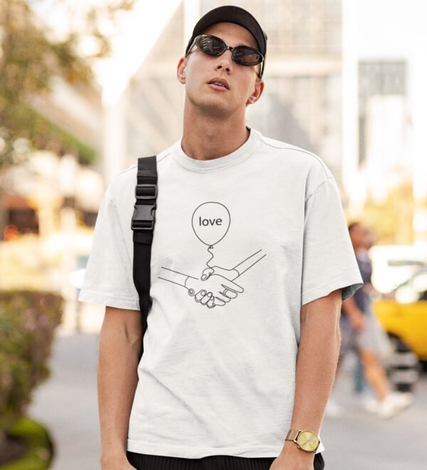Love Flies White Round Neck Cotton Half Sleeved Men's T-Shirt with Printed Graphics - Image 2