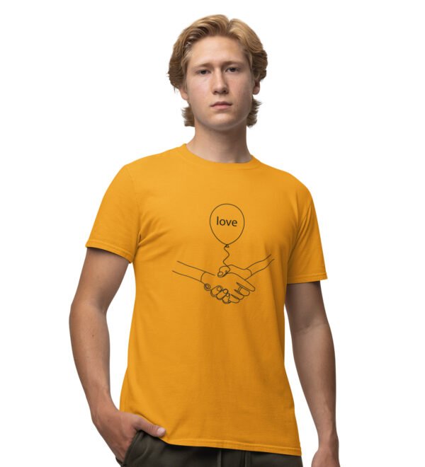 Love Flies Yellow Round Neck Cotton Half Sleeved Men's T-Shirt with Printed Graphics